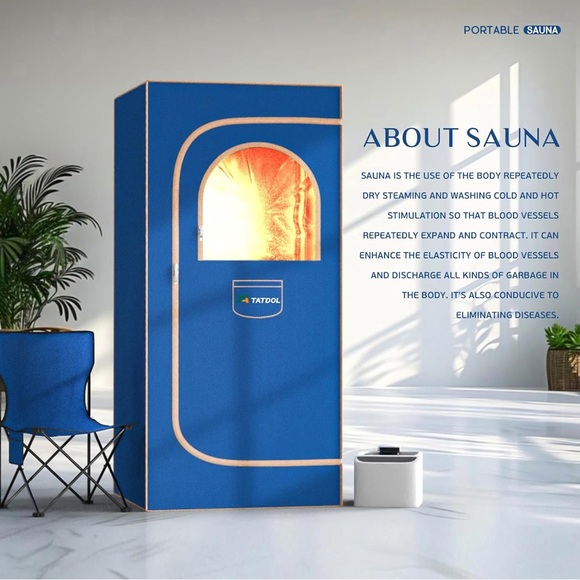 Yoki Blue Home Sauna with Double Zipper - Picture 3 of 9